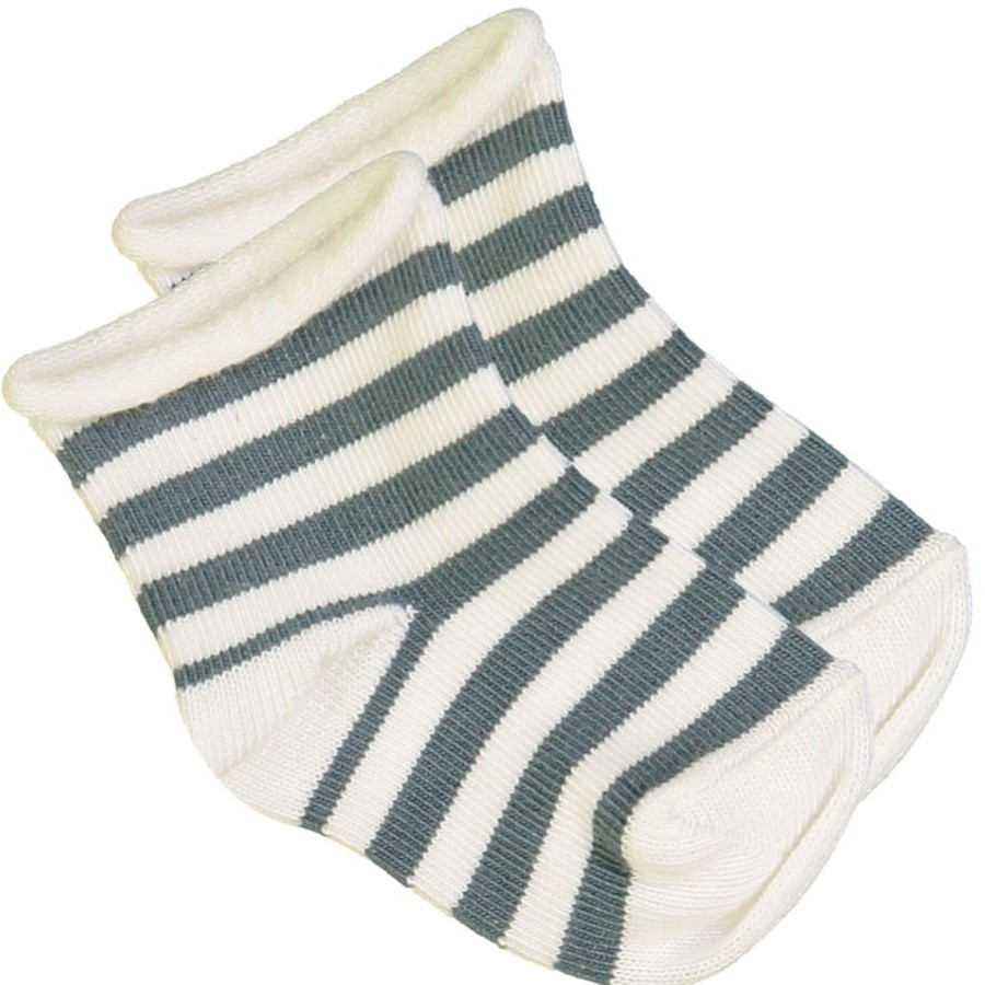 LOUIS LOUISE Socks | Chaussettes Jackson Coton Raye Khaki Et Noir